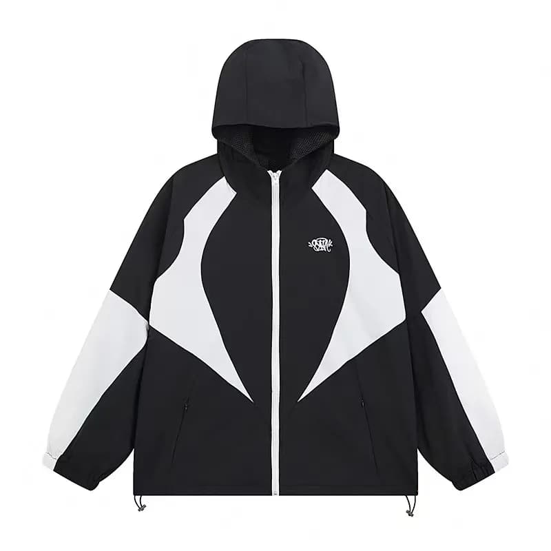 Sp5der Hooded Windbreaker Geometric Panel