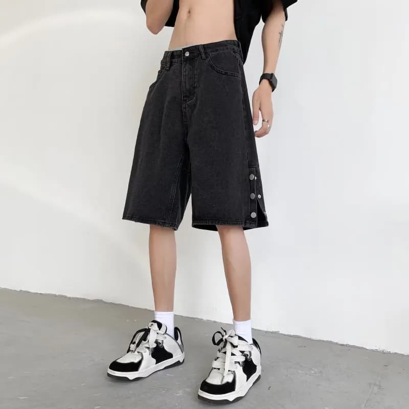 Givenchy Denim Shorts Floral-Print Acid Wash — 黑色D6709