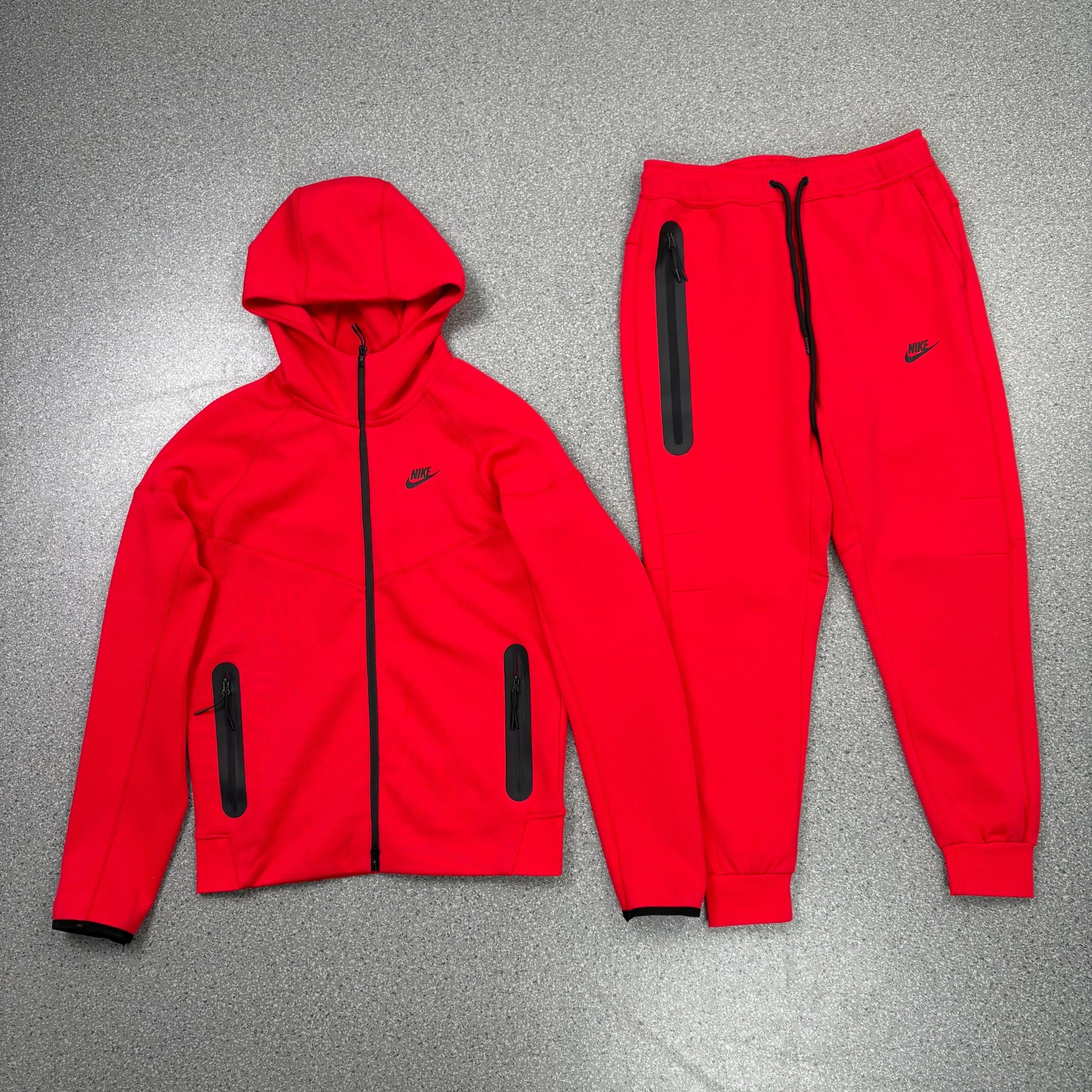 Nike Tech Fleece Hoodie Black/Heather Grey — 红色套装