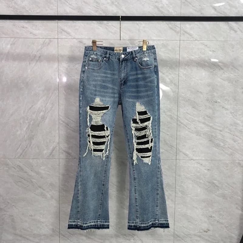 Flared Jeans Distressed with Striped Patch