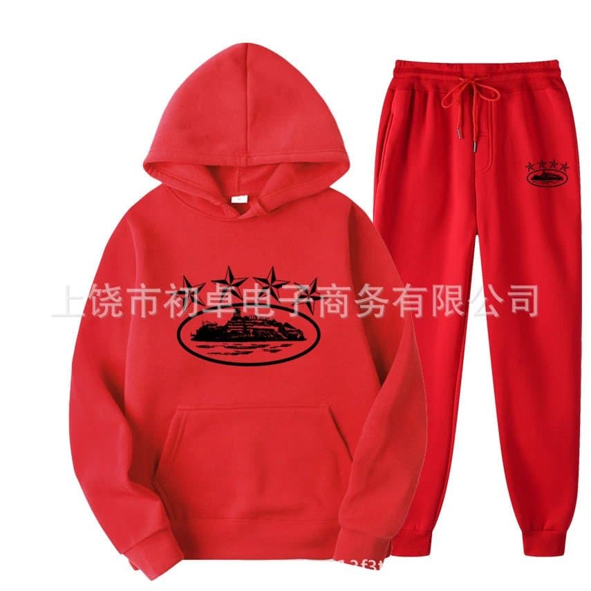 Travis Scott Hoodie and Joggers Set Five Stars Graphic