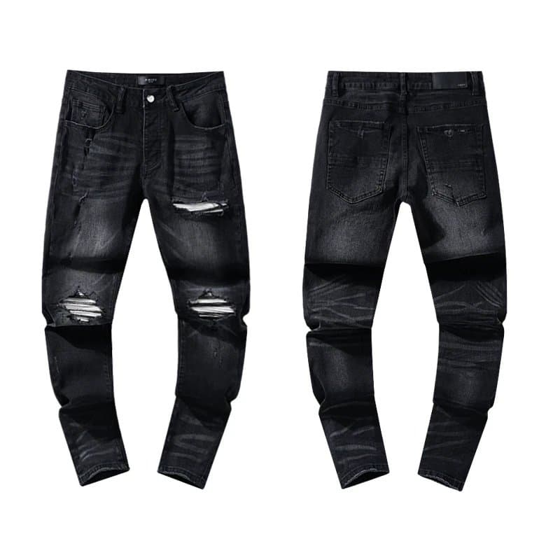 Amiri Distressed Slim Fit Jeans Black Ripped