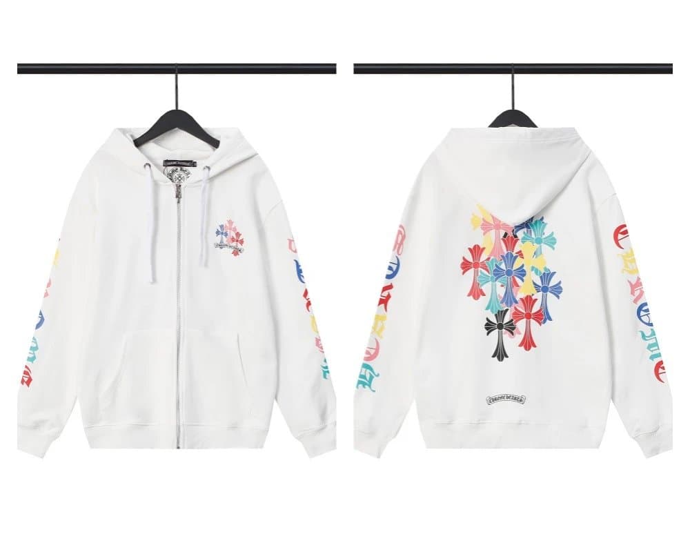Chrome Hearts Zip-Up Hoodie Dagger Crest — 白5010