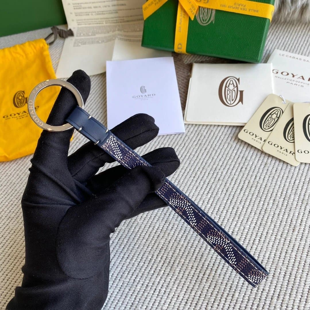 Goyard Key Ring White Python-Embossed Leather — Navy Blue