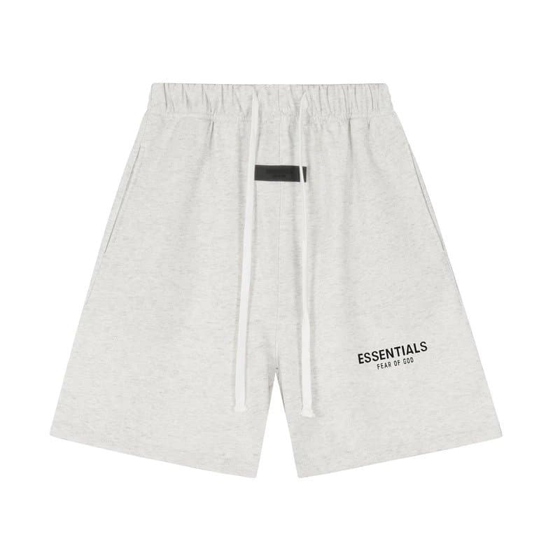Fear of God Essentials Logo Shorts Heather Grey — 2404白灰（植绒字母）