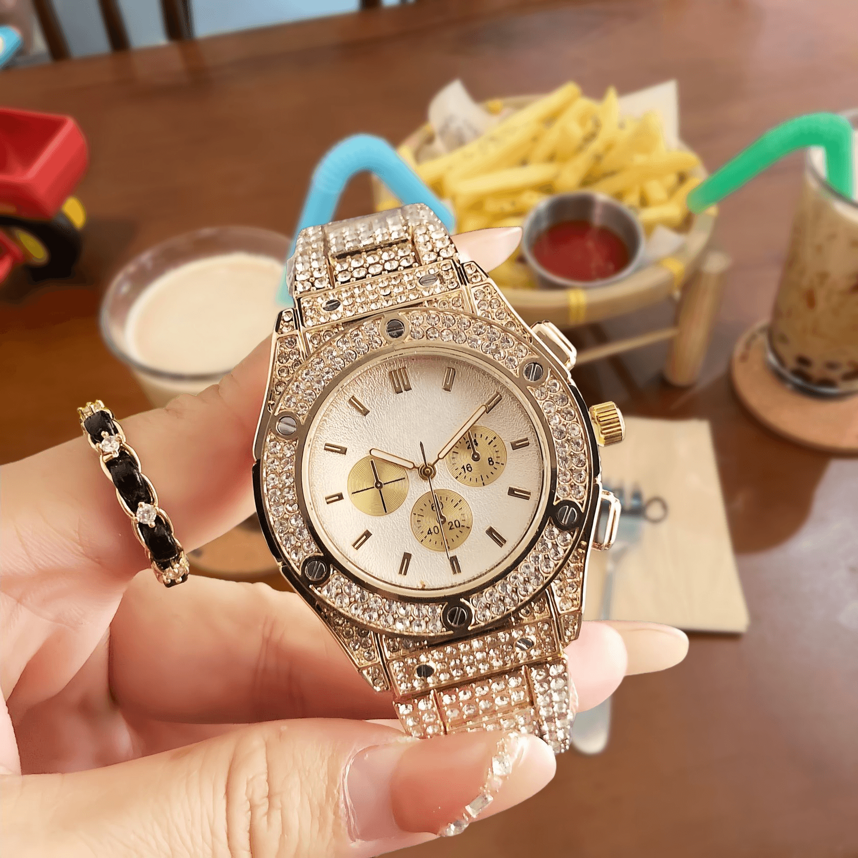 Audemars Piguet Chronograph Watch Full Crystal Encrusted