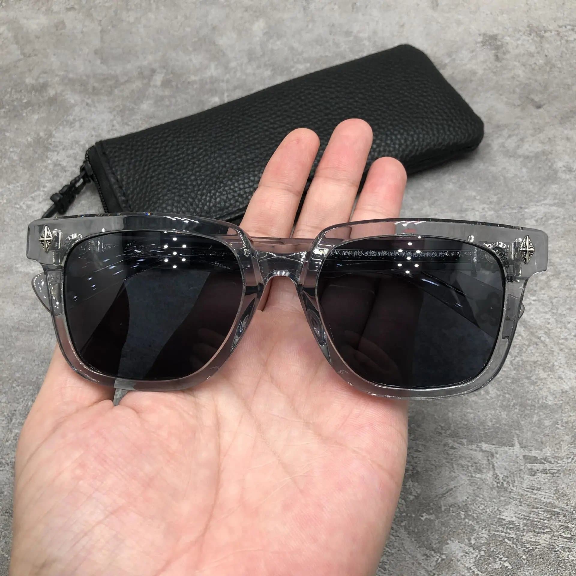 Chrome Hearts Sunglasses Clear Acetate with Cross Studs