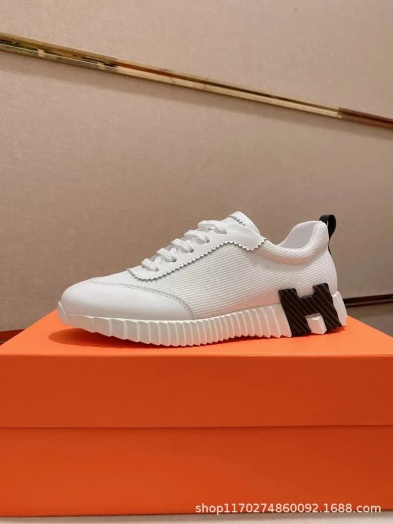 Hermès H-Stripes Sneaker White with Black H Logo — 1