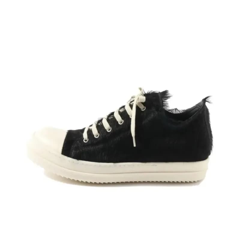 Rick Owens Drkshdw Ramones Fur High Top — 黑色低帮马毛
