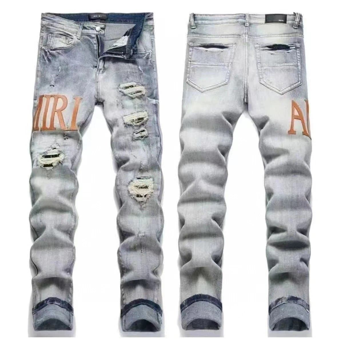 Balmain Slim Fit Jeans Tiger Embroidery Distressed — M03