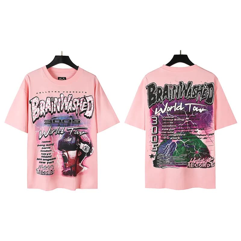 Palm Angels Graphic Tee Hellstar Records Print — 513粉色