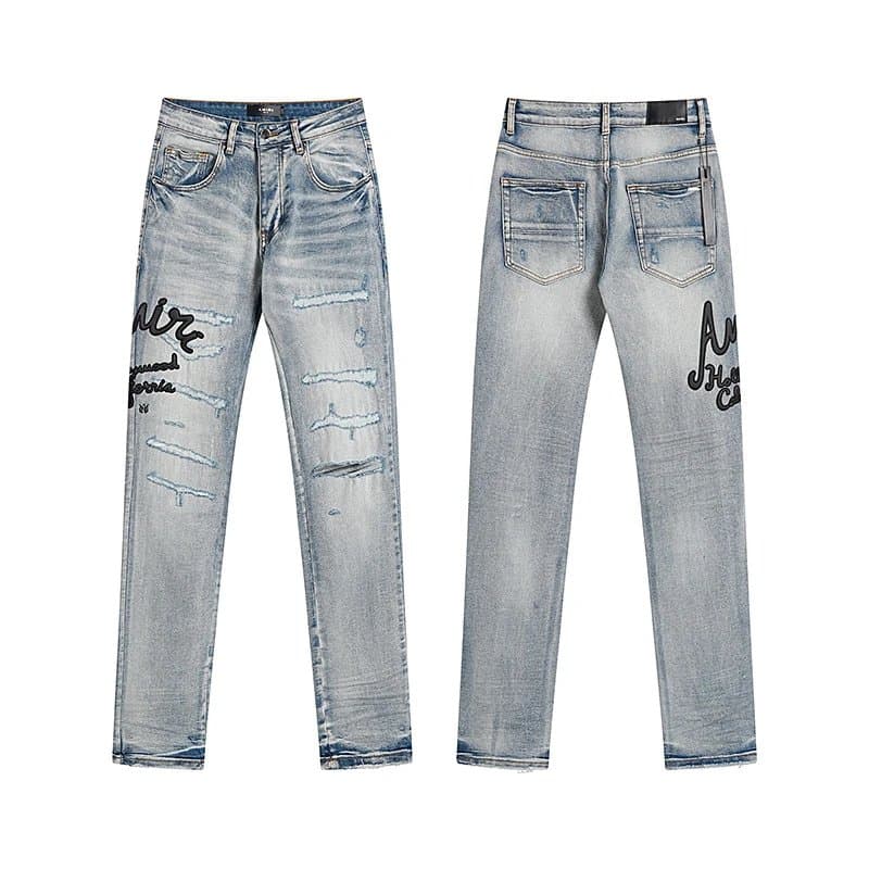 Balenciaga Distressed Jeans Embroidered Patch — AM5009