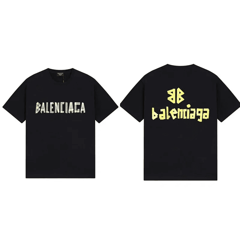 Prada Polo Shirt Logo Patch — Balenciaga-黑色黄字