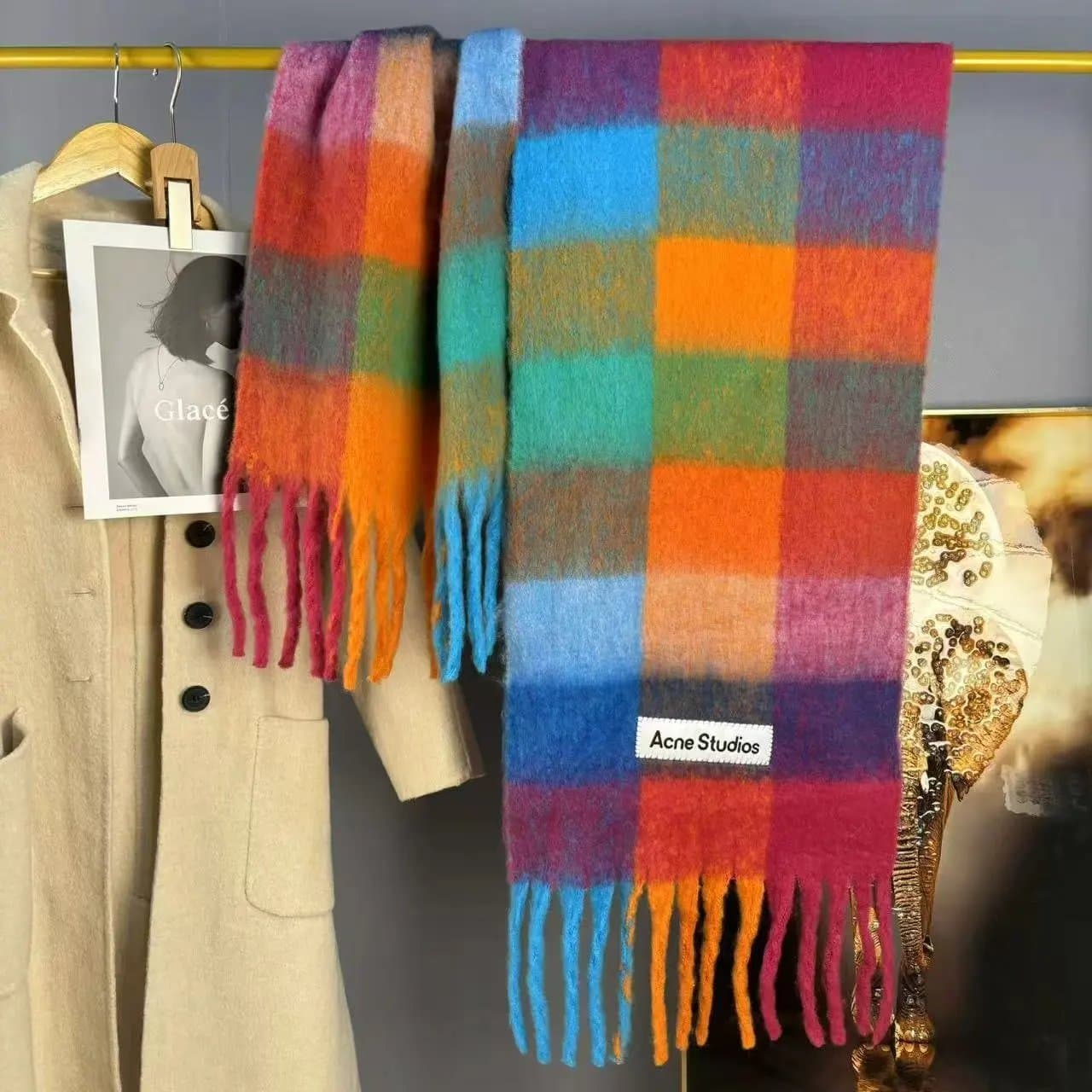 Acne Studios Checkered Scarf Rainbow Plaid