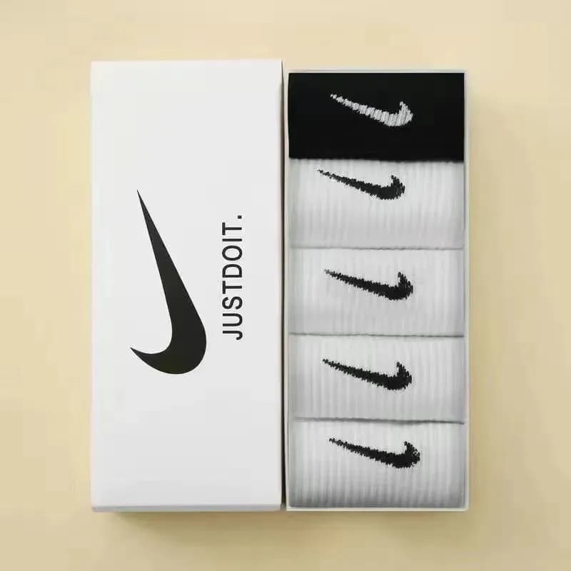 Nike Socks Swoosh Logo Pack — 5双装【白+白+白+白+黑】