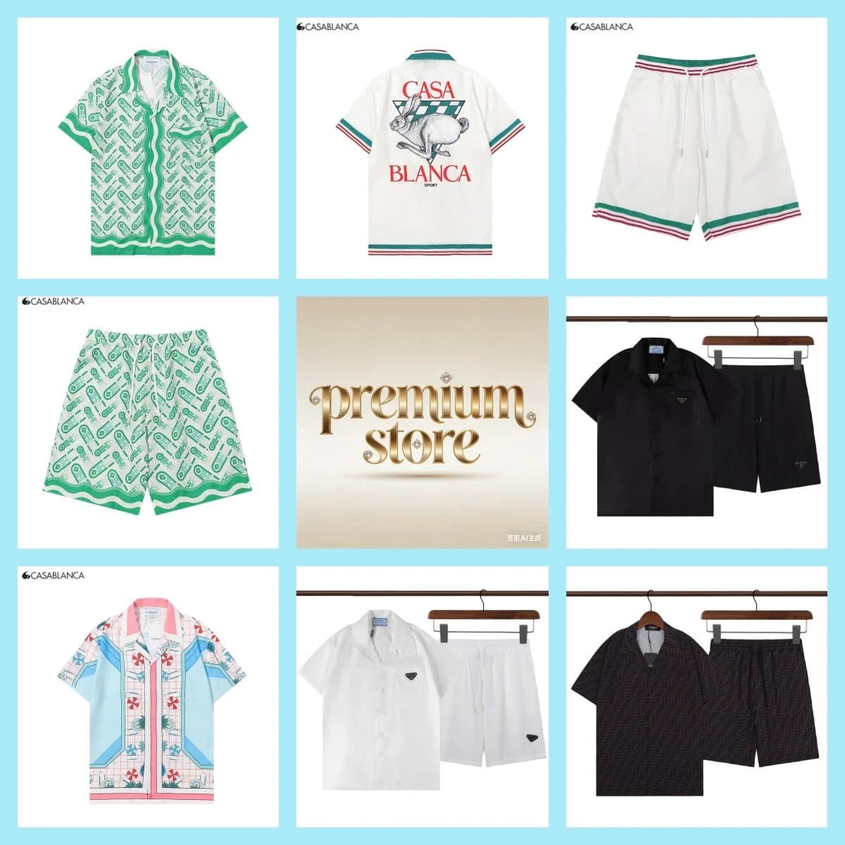 Cactus Plant Flea Market Wave Knit Shorts Gradient Zigzag — Q325前后印花套装