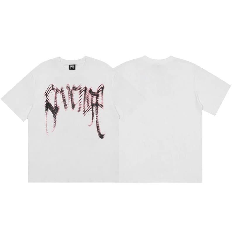 Travis Scott Graphic Tee Skull and Script Print — 527白色