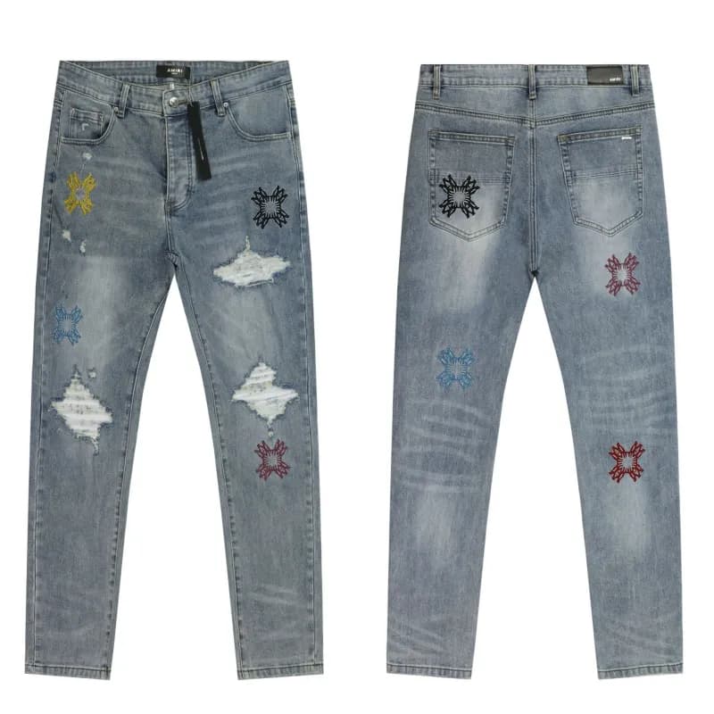 Denim Tears Cargo Shorts Washed Red Splatter with Crystal Embellishment — 8217 blue