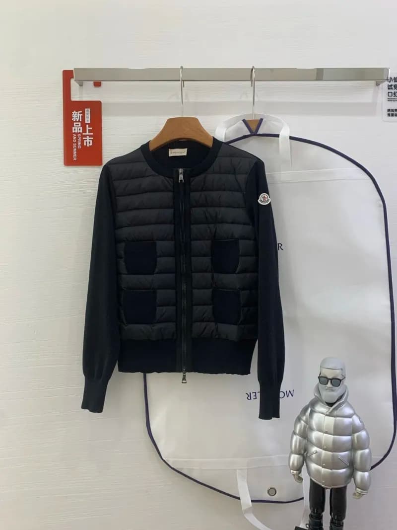 Moncler Quilted Bomber Jacket Contrast Sleeve