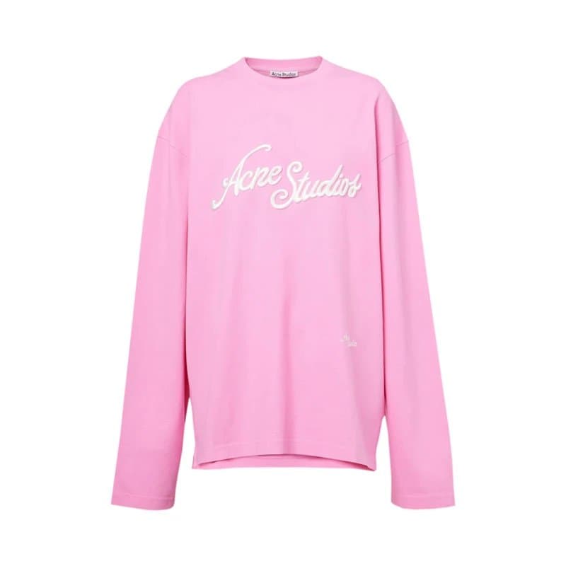 Acne Studios Long-Sleeve Tee Script Logo — 粉红色（AC903272）