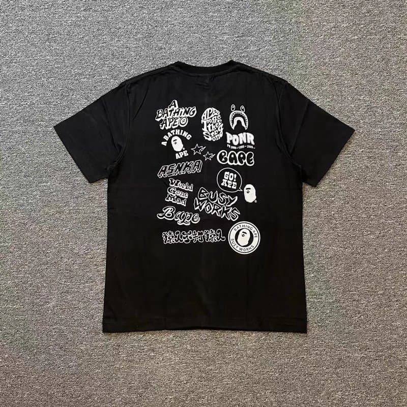 BAPE Graphic Tee Multi-Logo Print