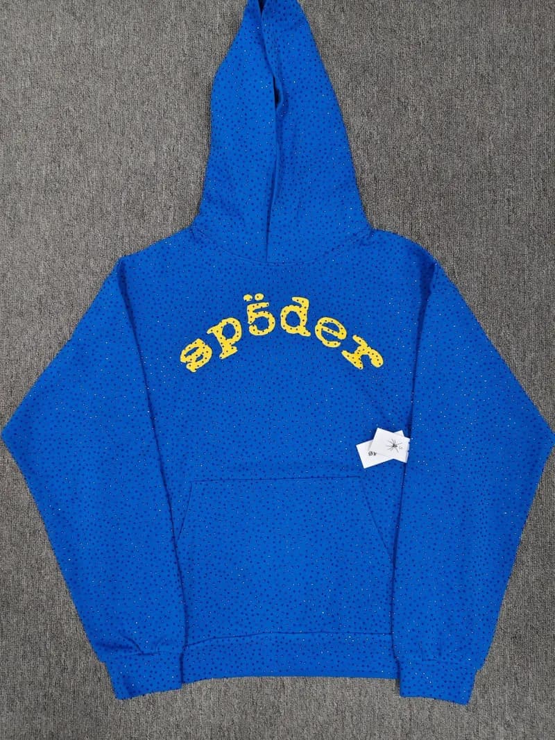 Sp5der Hoodie Perforated Logo — 蓝黄vvs