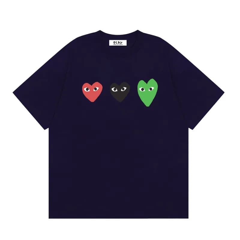 Comme des Garçons Heart Logo T-Shirt Light Blue with Red Heart — 20 navy blue
