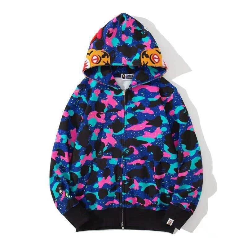 BAPE Shark Hoodie Multi-Camo Patchwork — TMW026-19-蓝
