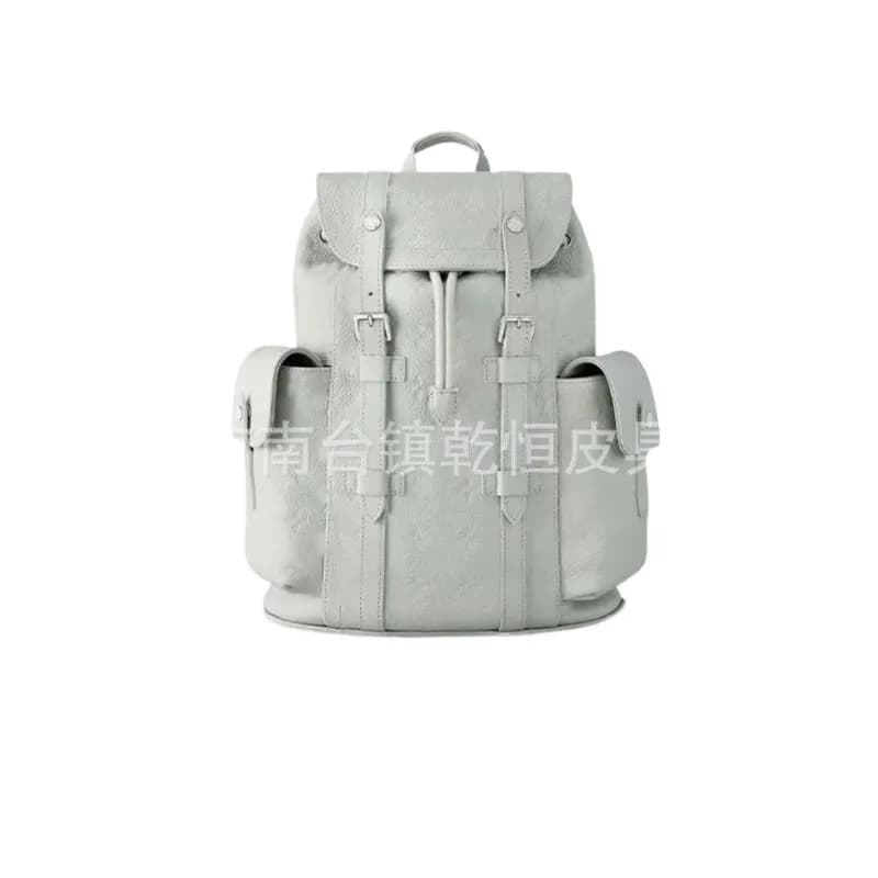 Louis Vuitton Leather Backpack Textured Grey