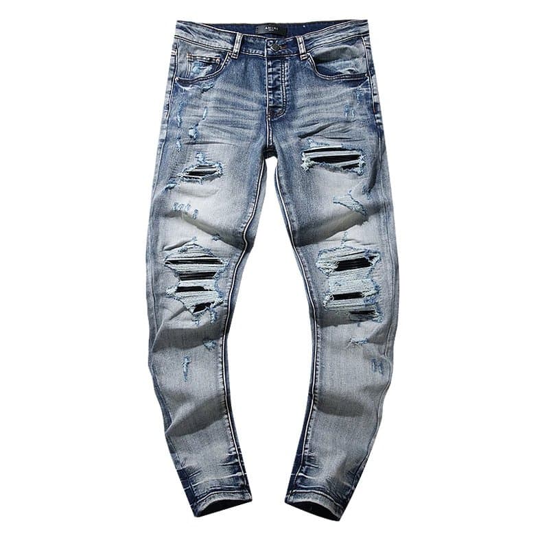 Amiri Distressed Slim Fit Jeans Heavy Ripped Wash