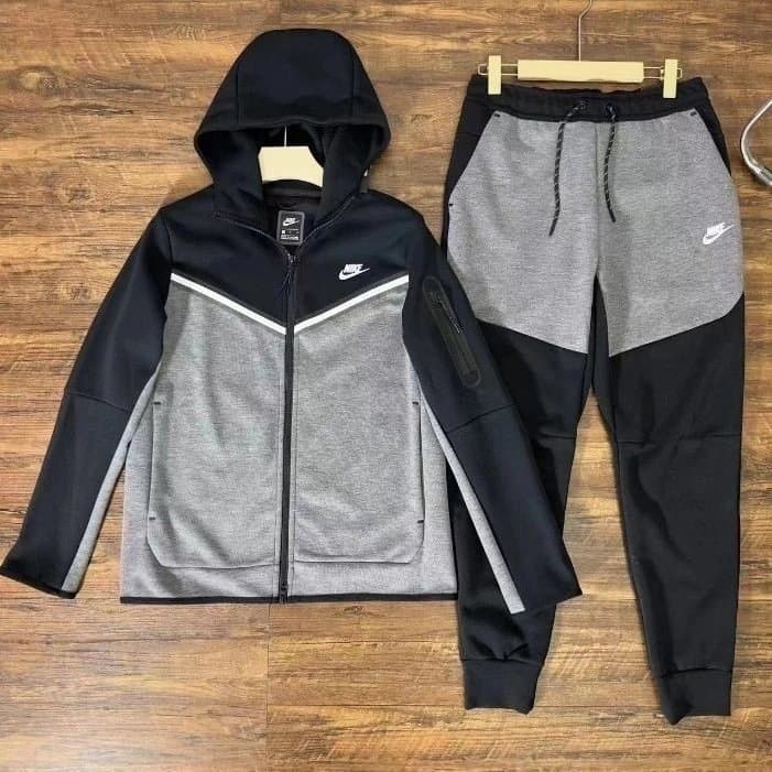 Nike Tech Fleece Hoodie and Joggers Black/Grey Colorblock