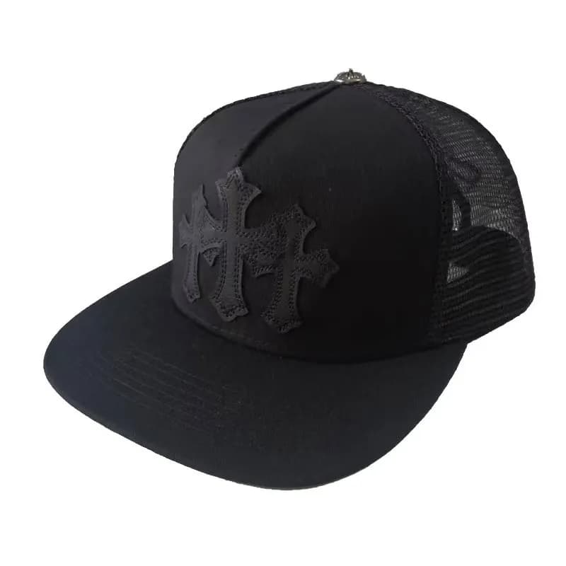 Chrome Hearts Snapback Cap Triple Cross — 皮标全黑色