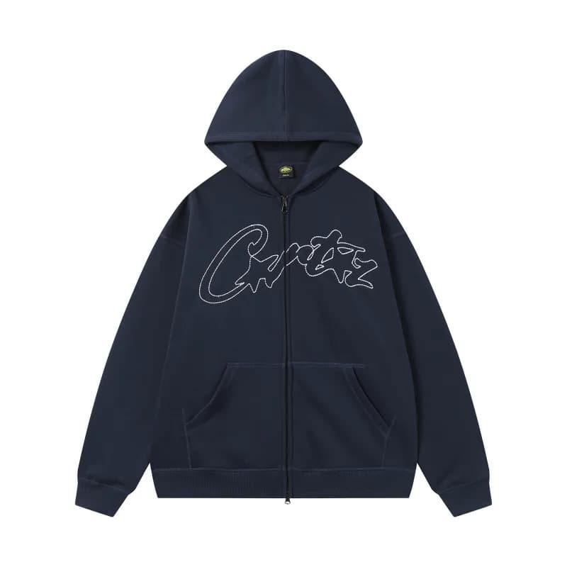 Sp5der Zip-Up Hoodie Outline Logo