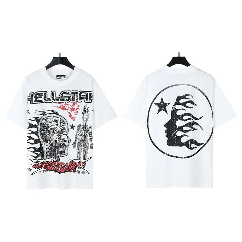 Graphic Tee Hellstar Flame Skull Print