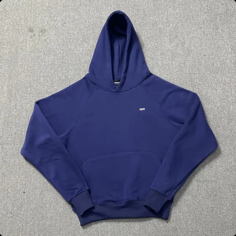 Hoodie and Joggers Set Heather Grey with Black Zip and Pocket Trim — Dark blue [top] 2001