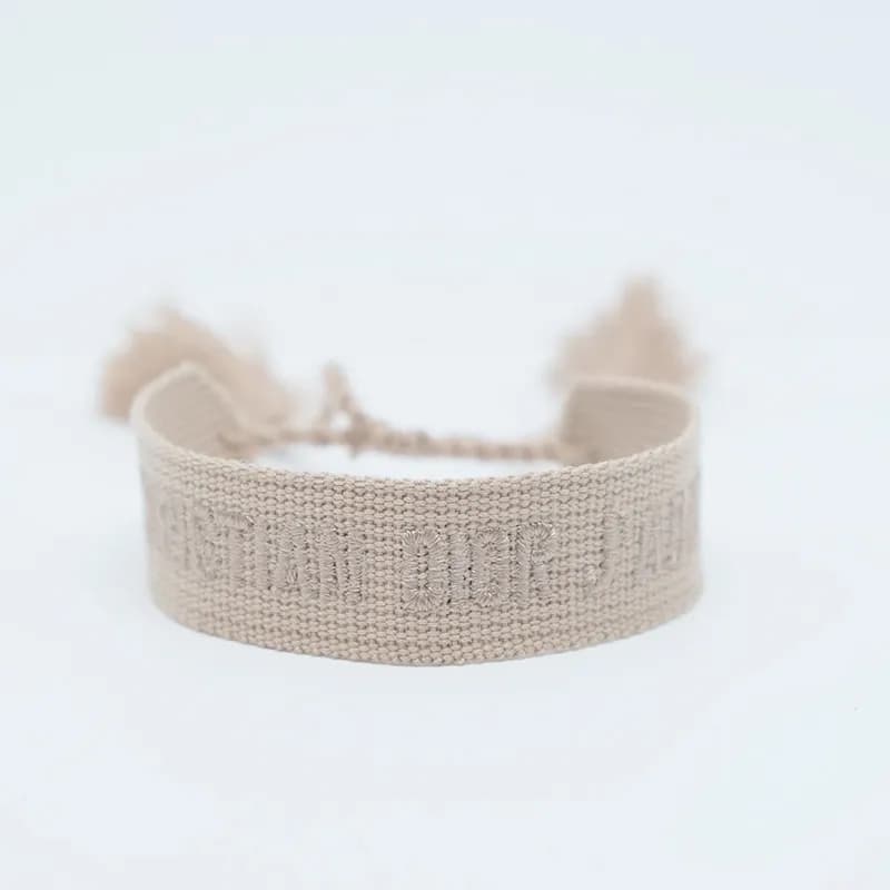Dior J'Adior Woven Bracelet Pink with Black Logo — 74#