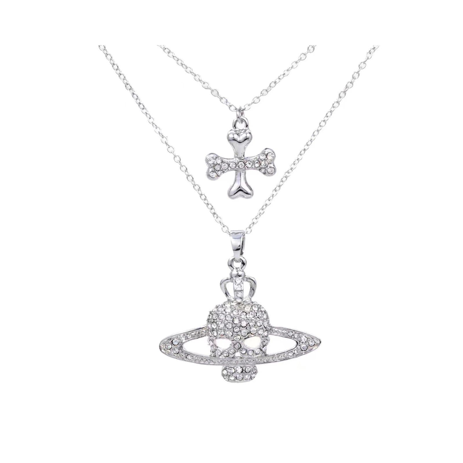 Vivienne Westwood Orb Skull Necklace Set Crystal-Embellished