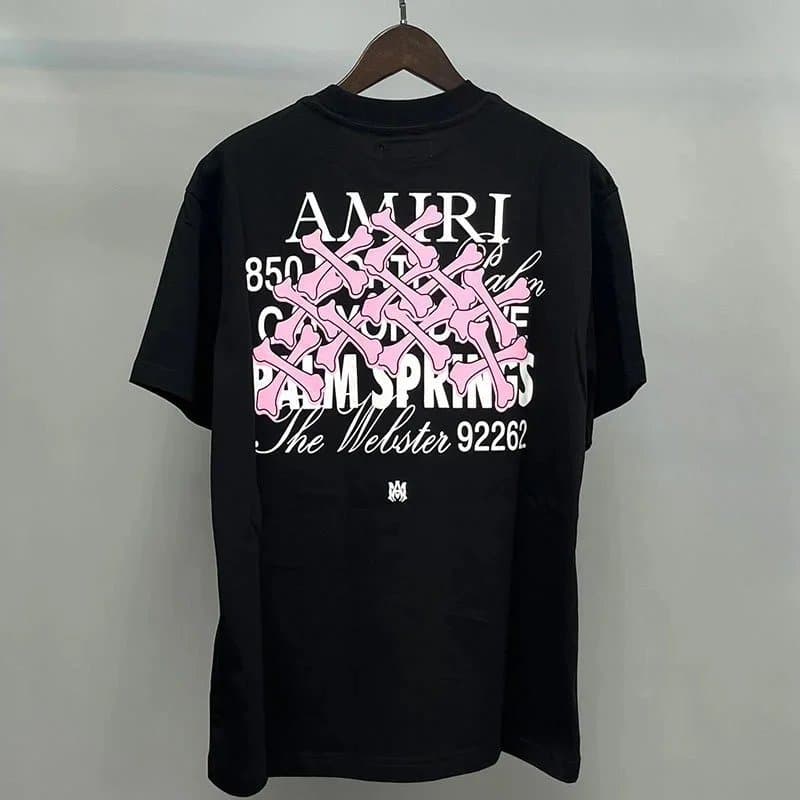 Amiri Graphic Tee Sequined Logo — 黑色粉色图案