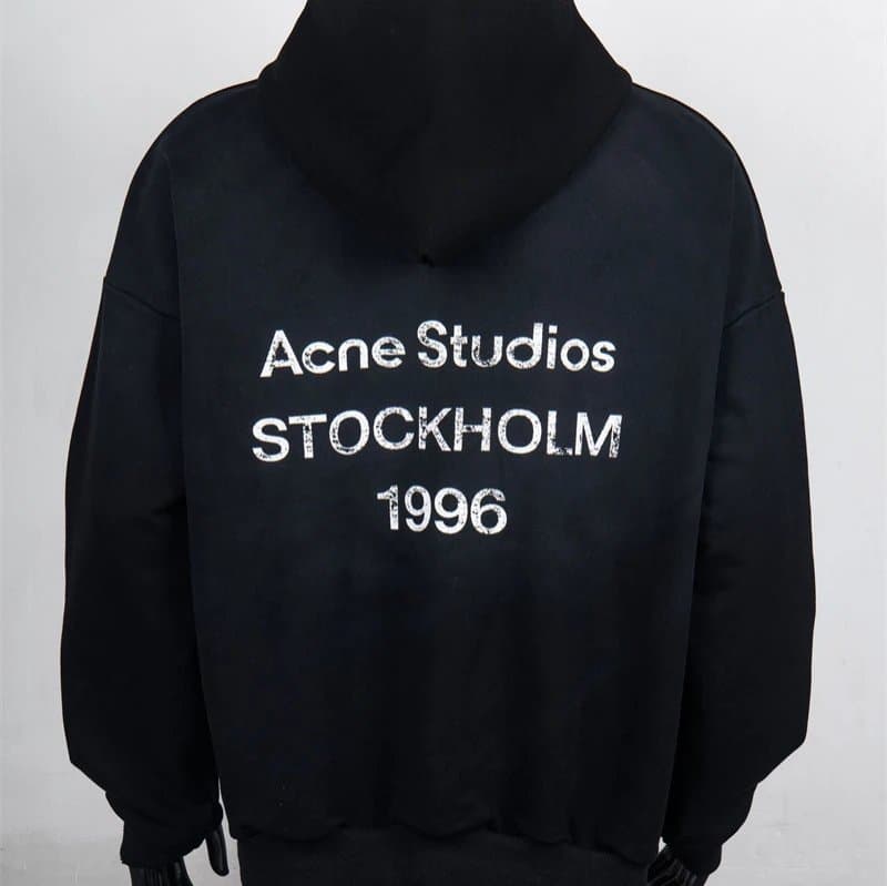Acne Studios Hooded Sweatshirt Stockholm 1996 Print — 黑色