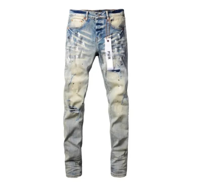 Palm Angels Distressed Slim Fit Jeans Paint-Splatter Wash