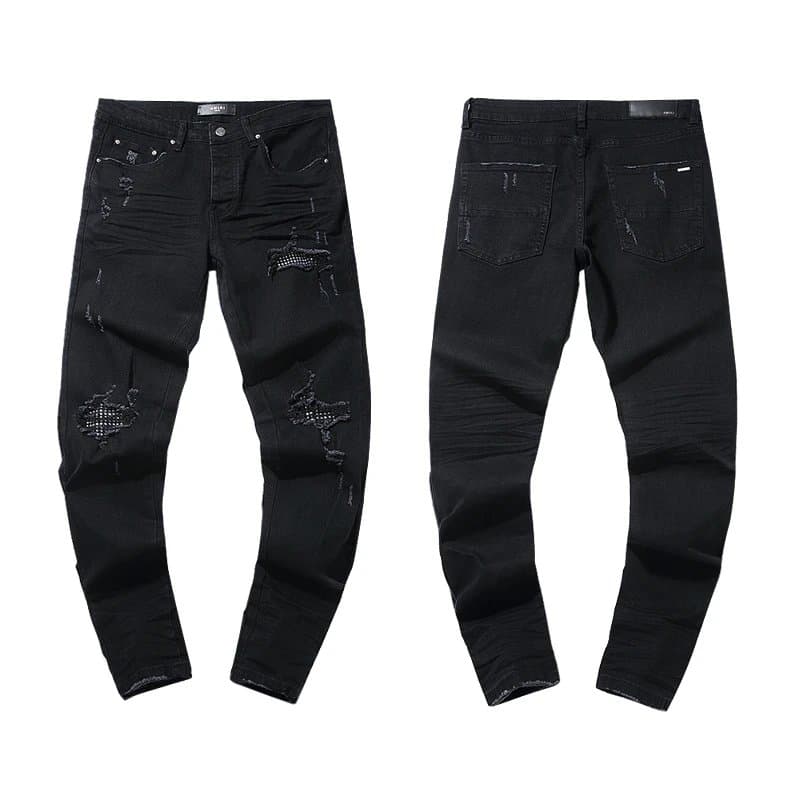 Amiri Distressed Slim Fit Jeans Black Destroyed
