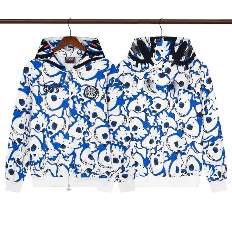 Hellstar Zip-Up Hoodie Graffiti Crown Print — GL02