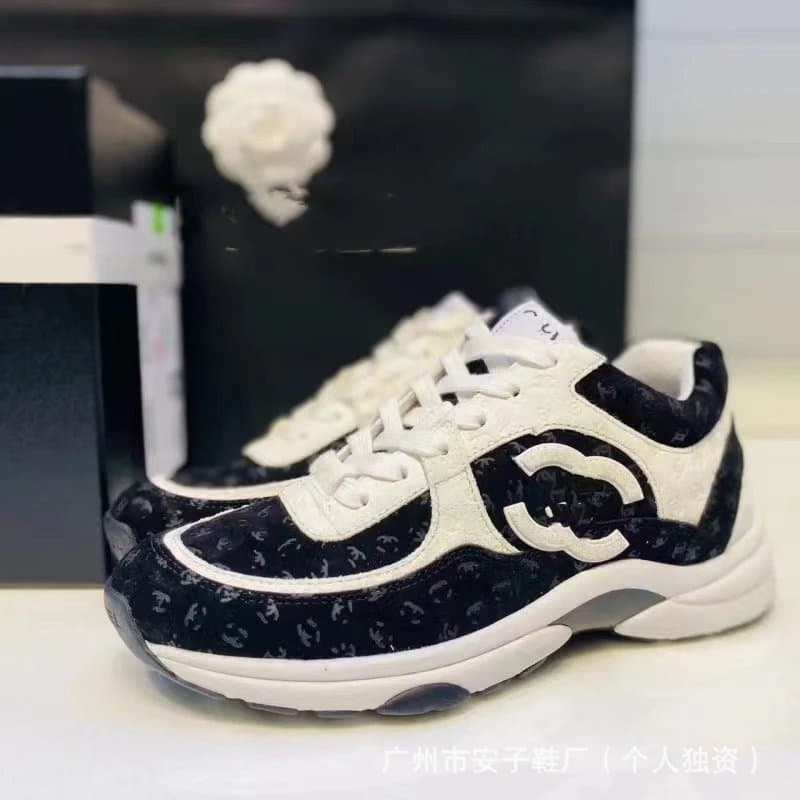 Chanel Sneaker Black Mesh Suede — 17