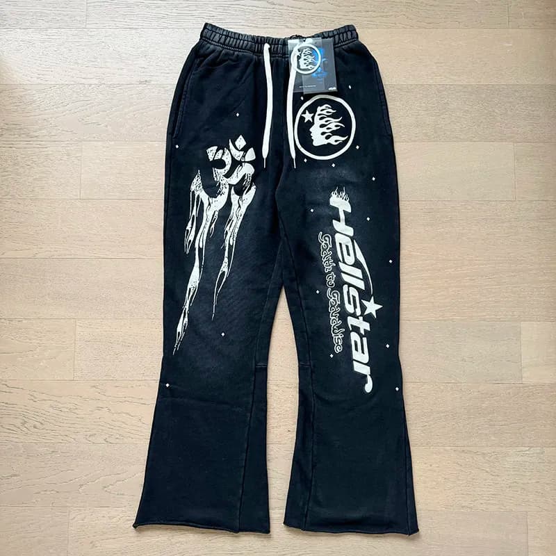 Reebok Track Pants Flame Graphic — 727长裤洗水黑