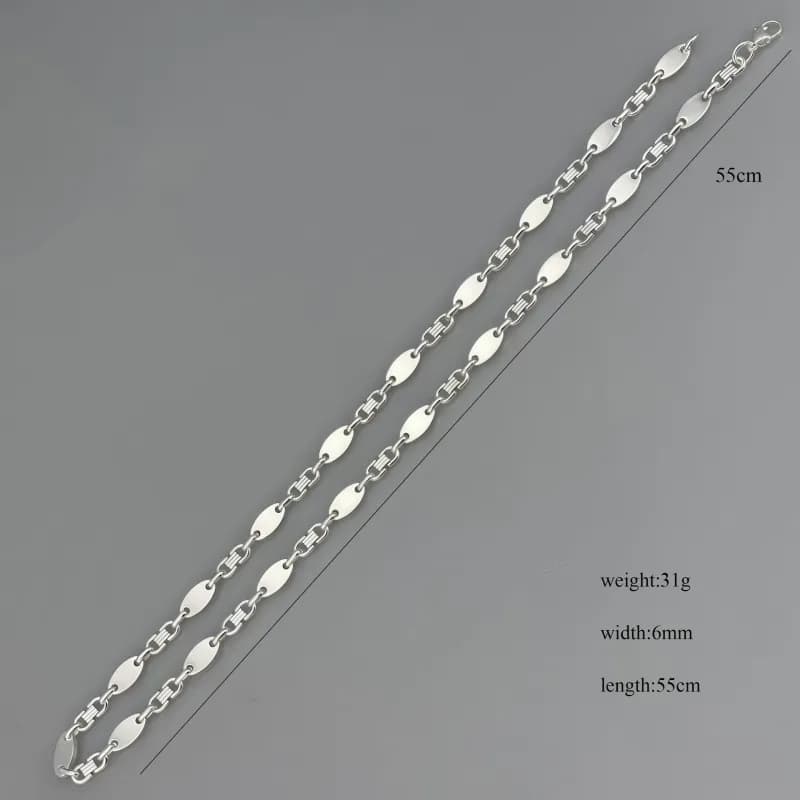 Oval Link Chain Necklace Polished Silver