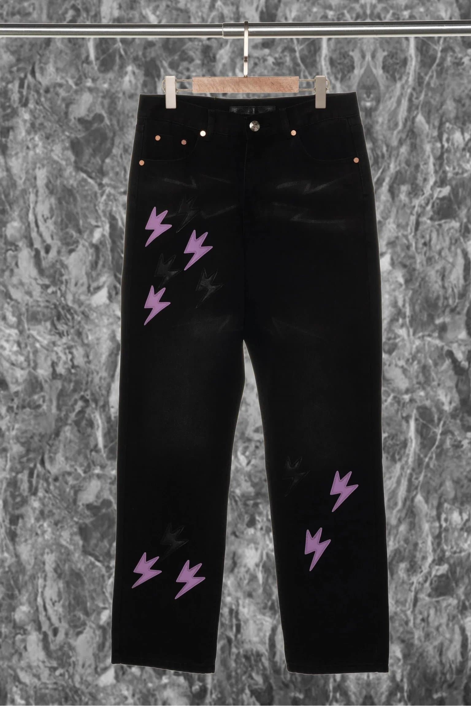 Balenciaga Lightning Jeans Purple Lightning Patch