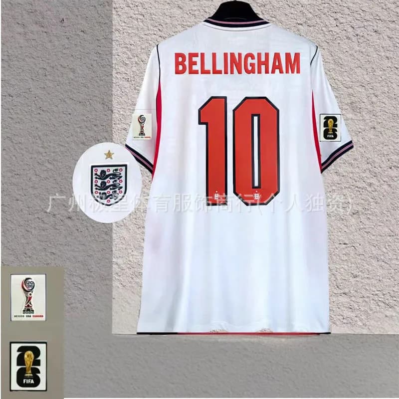 Nike England 1998 World Cup Home Jersey Bellingham #10