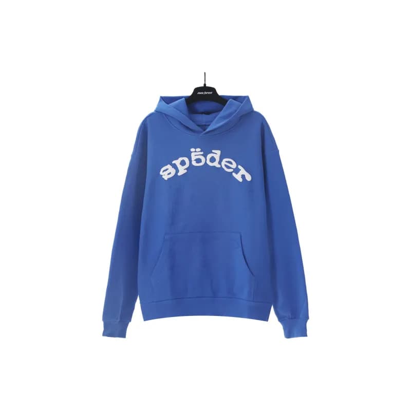 Sp5der Hooded Sweatshirt Star Print Logo — 187# 蓝色