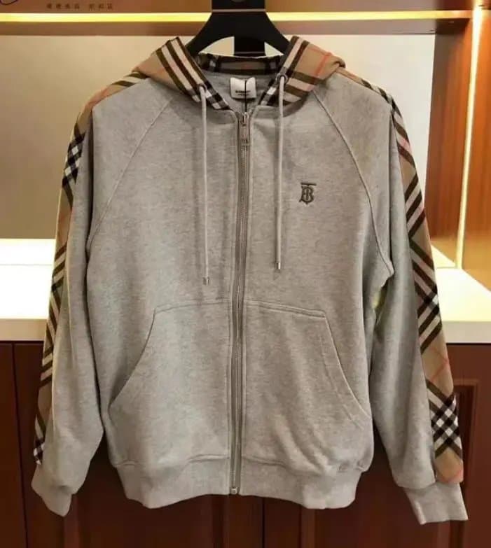 Burberry Zip-Up Hoodie Checkered Sleeve