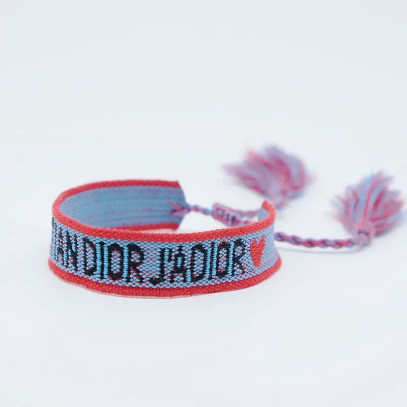 Dior J'Adior Woven Bracelet Pink with Black Logo — 126#